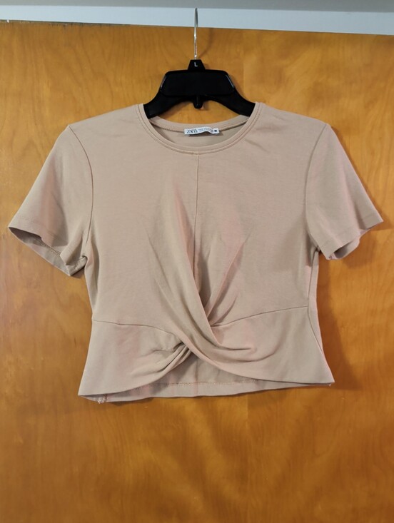 Zara Tops - Zara Taupe Twist-Front Crop Top